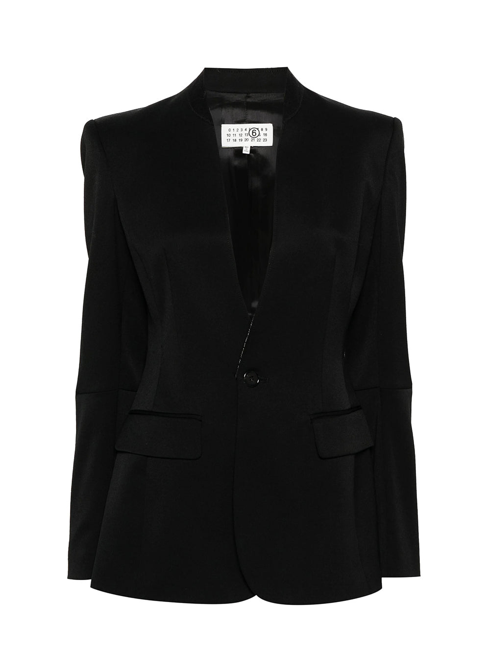 Collarless Suit Jacket (Black)