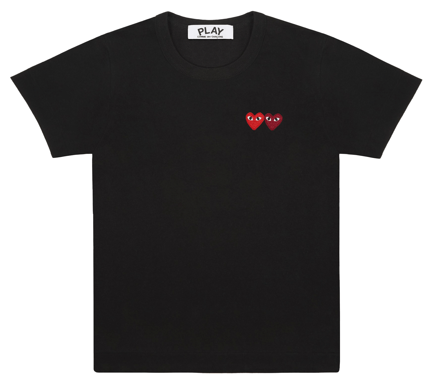     Comme-des-Garcons-Play-Embroidered-Logo-Double-Heart-Cotton-T-Shirt-Women-Black-1
