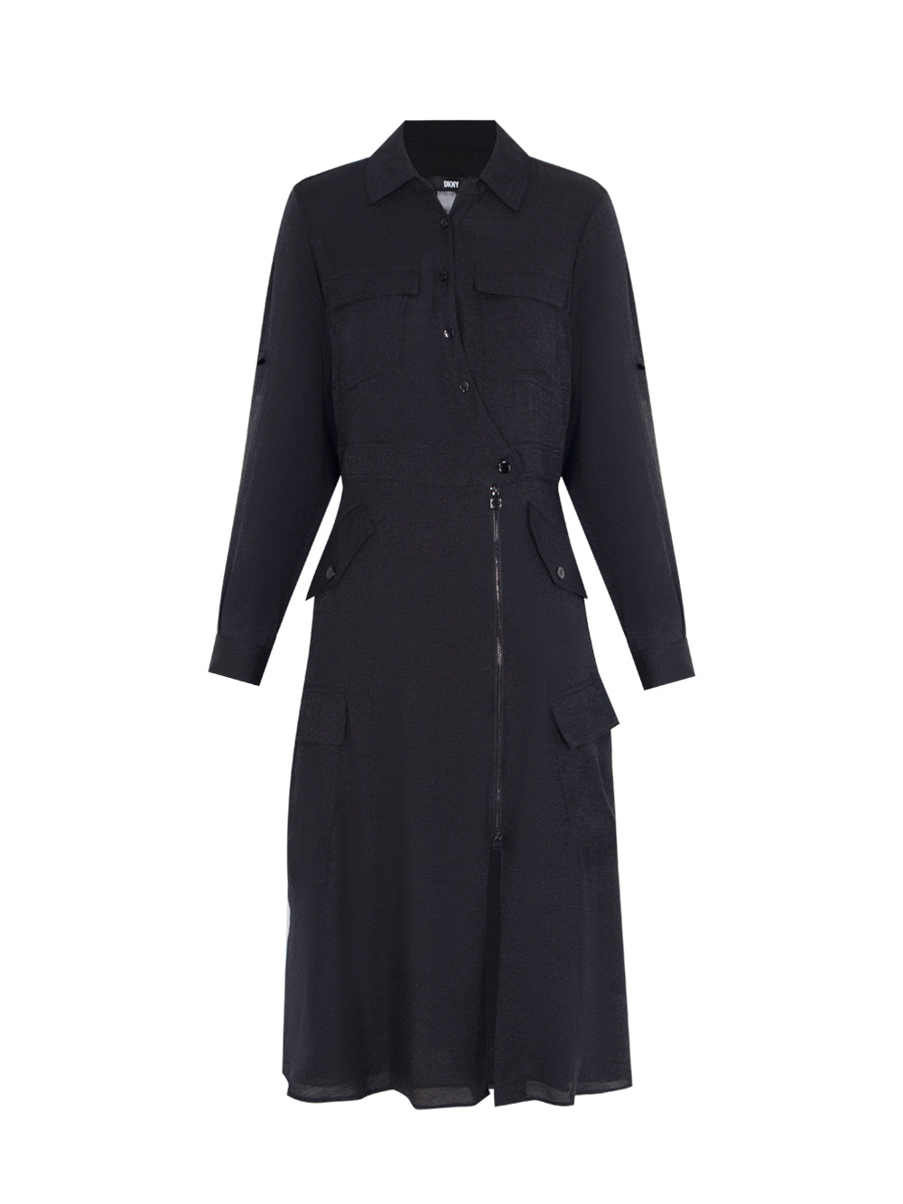Long Sleeve Silky Cargo Midi Dress (Black) – Club21 Thailand