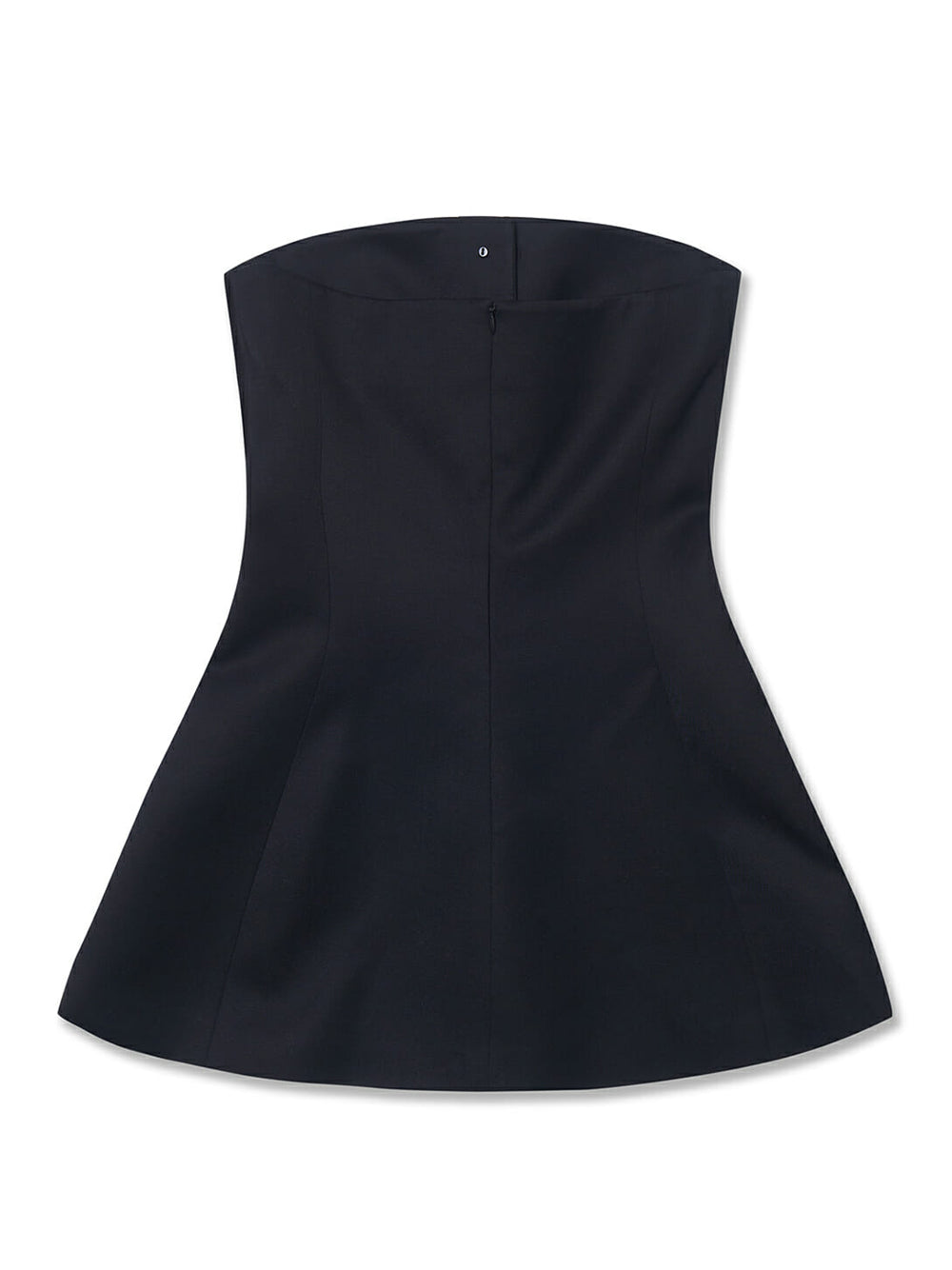 Pearl Buttons Wool-Blend Bustier Mini Dress (Black)