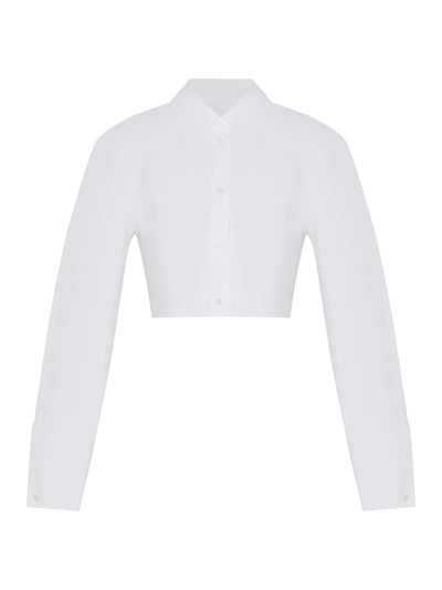 Long Sleeve Shirt With Boning At Waist (White)Long Sleeve Shirt With Boning At Waist (White)
