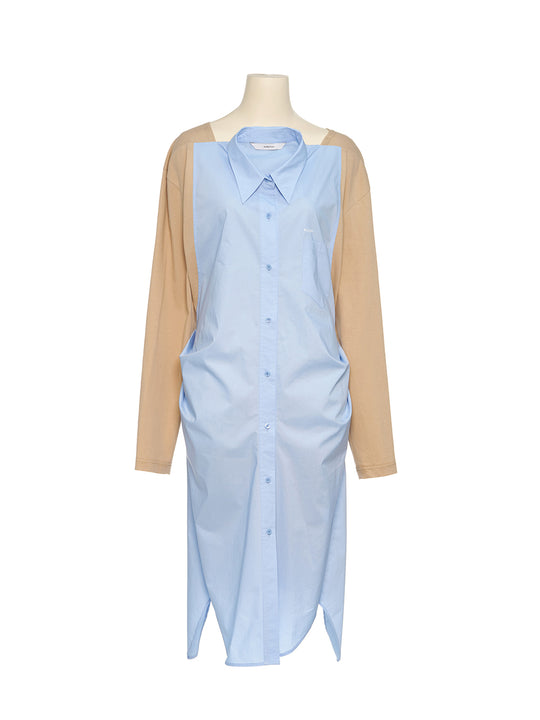 Movable Collar Wrap Dress Blue