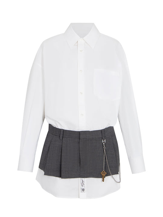 Pre-Styled Shirtdress (White/Dark Grey)