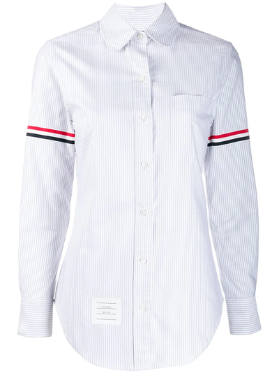 Stripe Oxford Armband Classic Round Collar Shirt (Medium Grey)