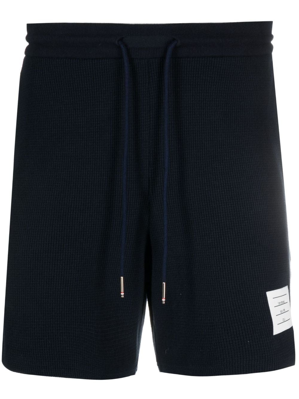 Textured Cotton Midi Shorts (Navy)