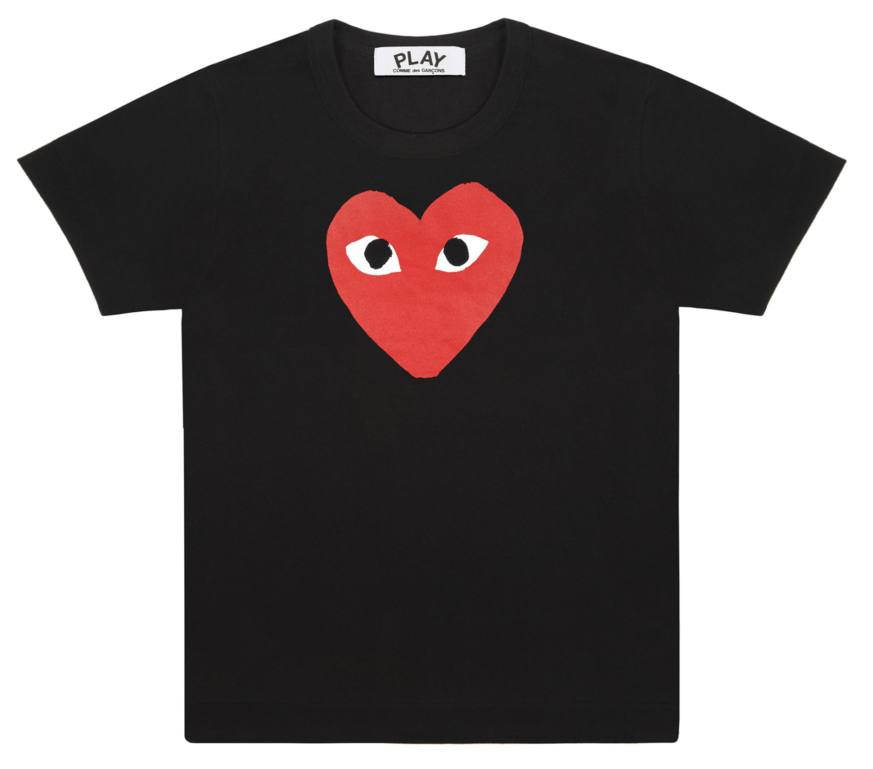 Tee With Red Heart Printed Men Black