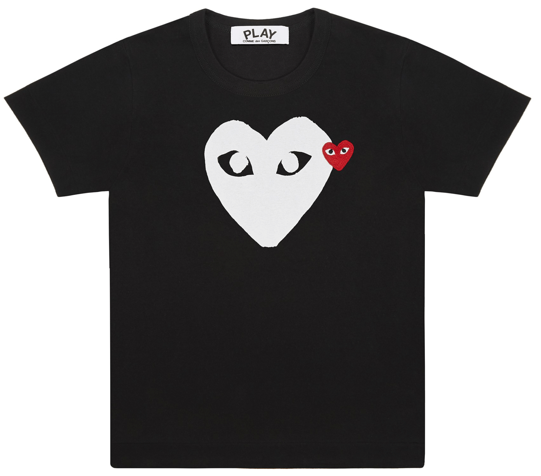 Comme des garcons white top t shirt black heart