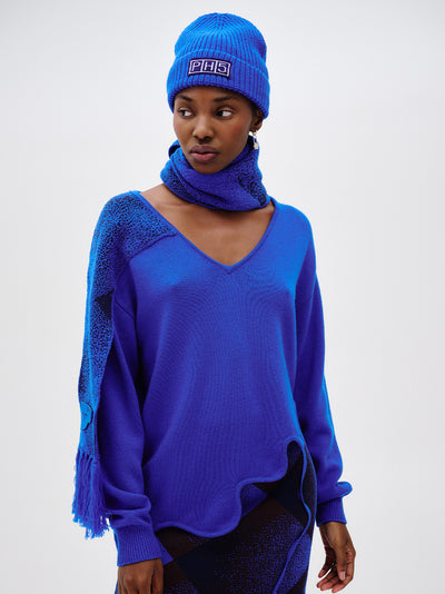 Dolly Wavy Merino Wool Pullover Electric Blue