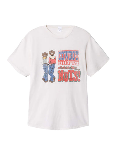Boyfriend Tee Cowboy Butts Vintage White