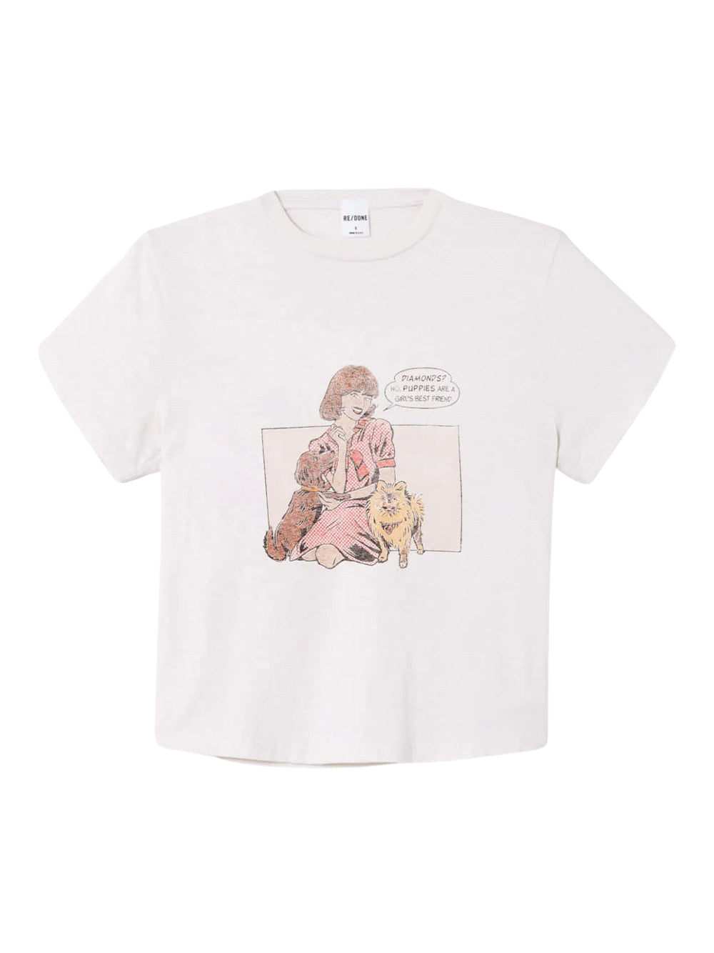 50S Boxy Tee Puppies Vintage White