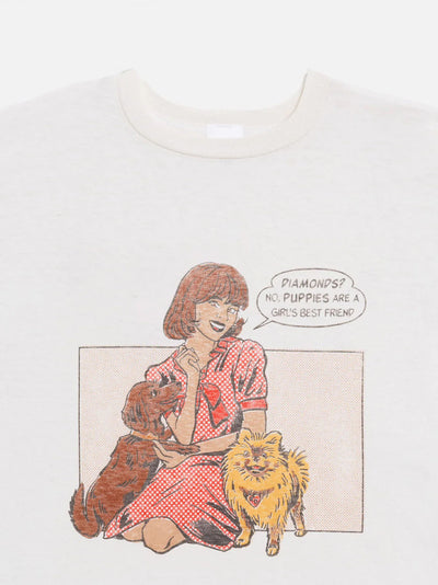 50S Boxy Tee Puppies Vintage White