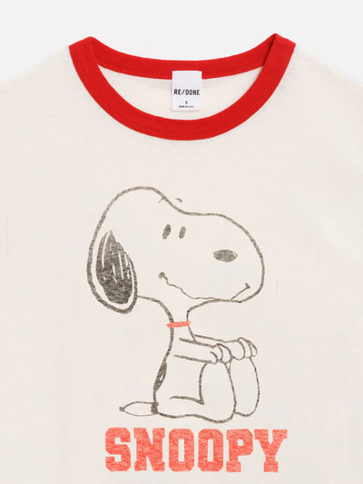 60S Slim Ringer Tee Snoopy Vintage White With Crimson
