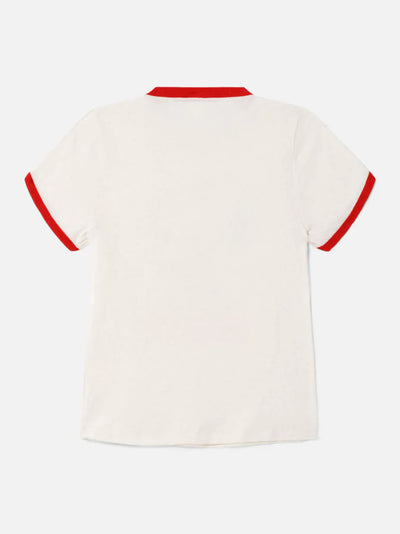 60S Slim Ringer Tee Snoopy Vintage White With Crimson
