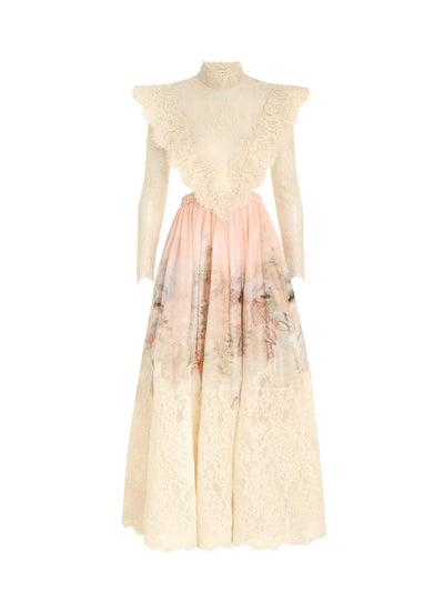 Lyrical Corded Lace Gown Cream
