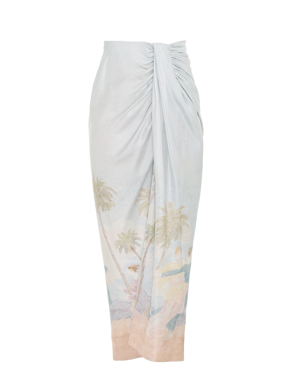 Sensory Drape Midi Skirt Dancer Print