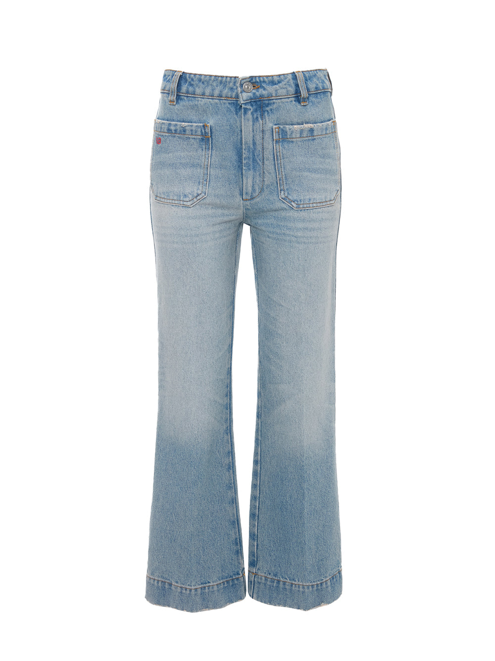 Wide Leg Cropped Jean Pale Blue Wash