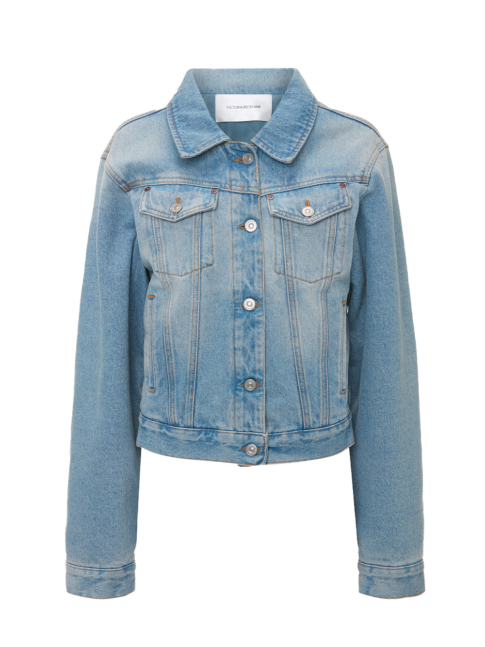 Padded Denim Jacket Pale Blue Wash