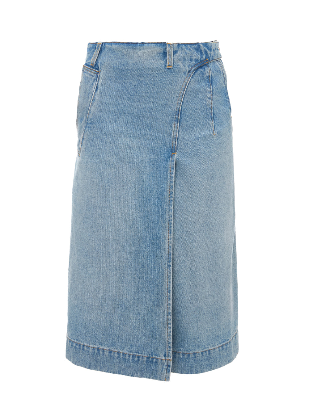 Denim Wrap Detail Skirt Pale Blue Wash