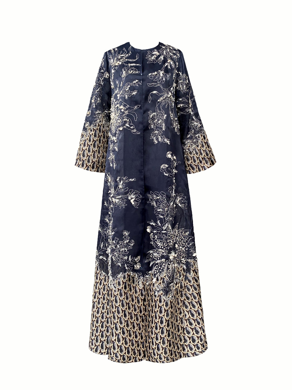 Embroidered And Beaded Mix Org Navy-white brown