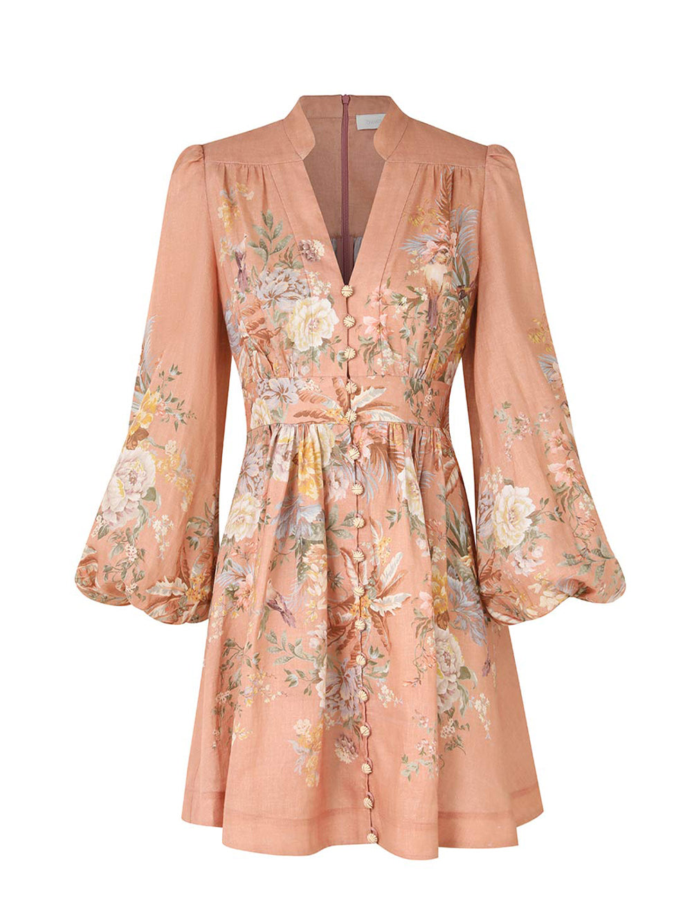 Tallow Plunge Mini Dress Pink Multi Floral