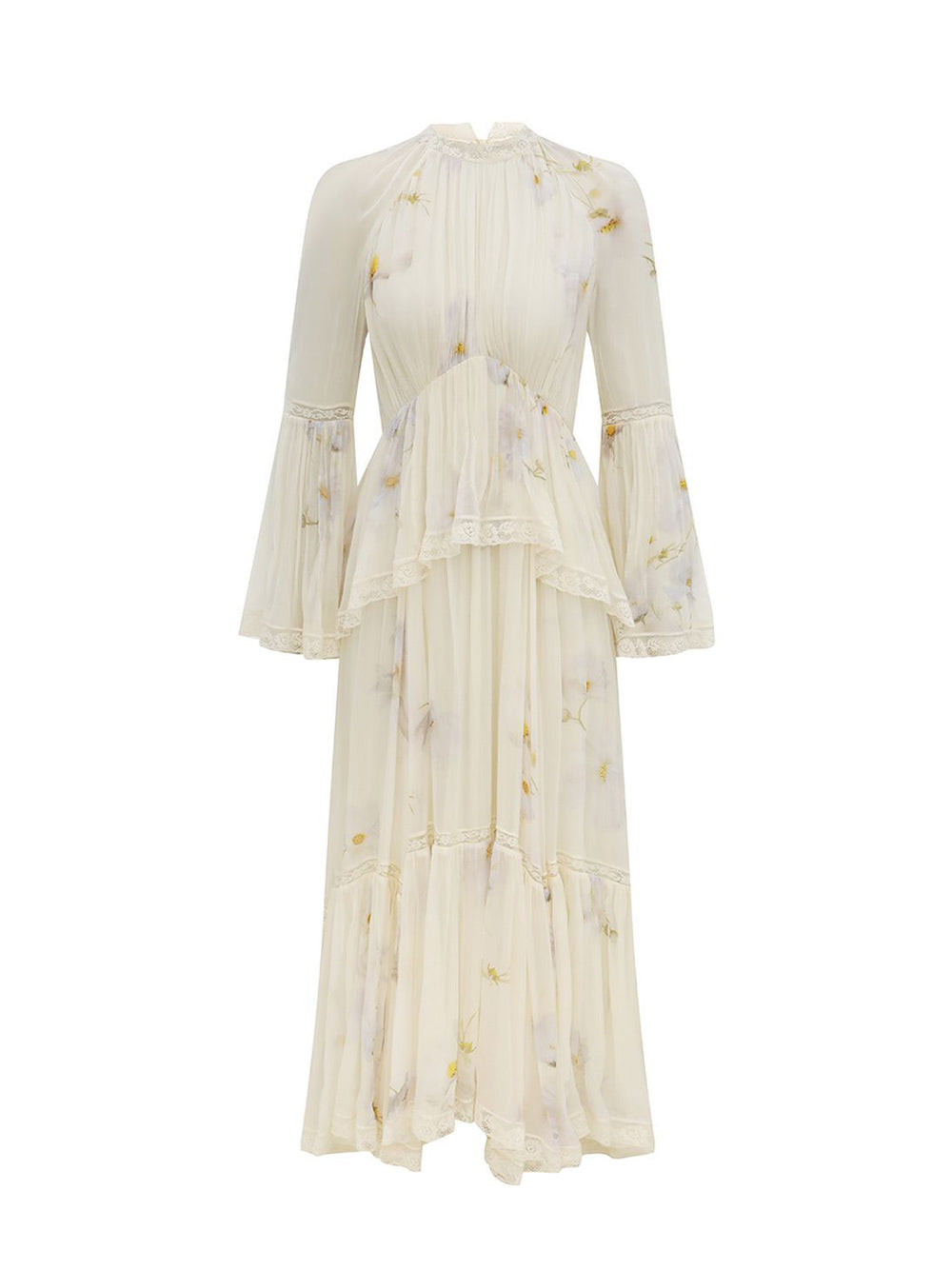Memento Peplum Flutter Dress Cream Daisy