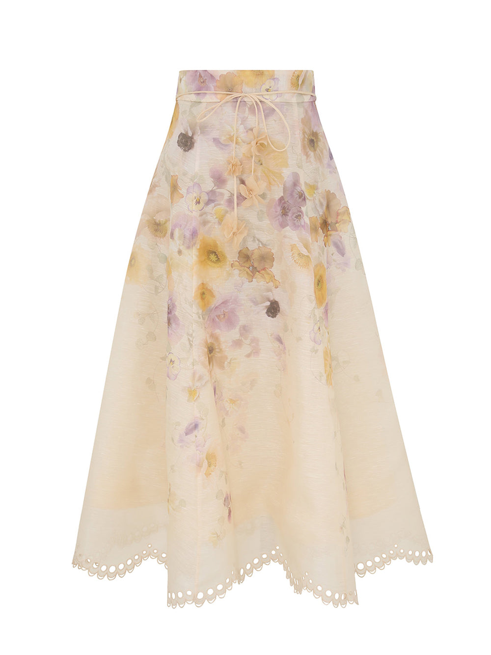 Memento Embroidered Midi Skirt Pansy Floral
