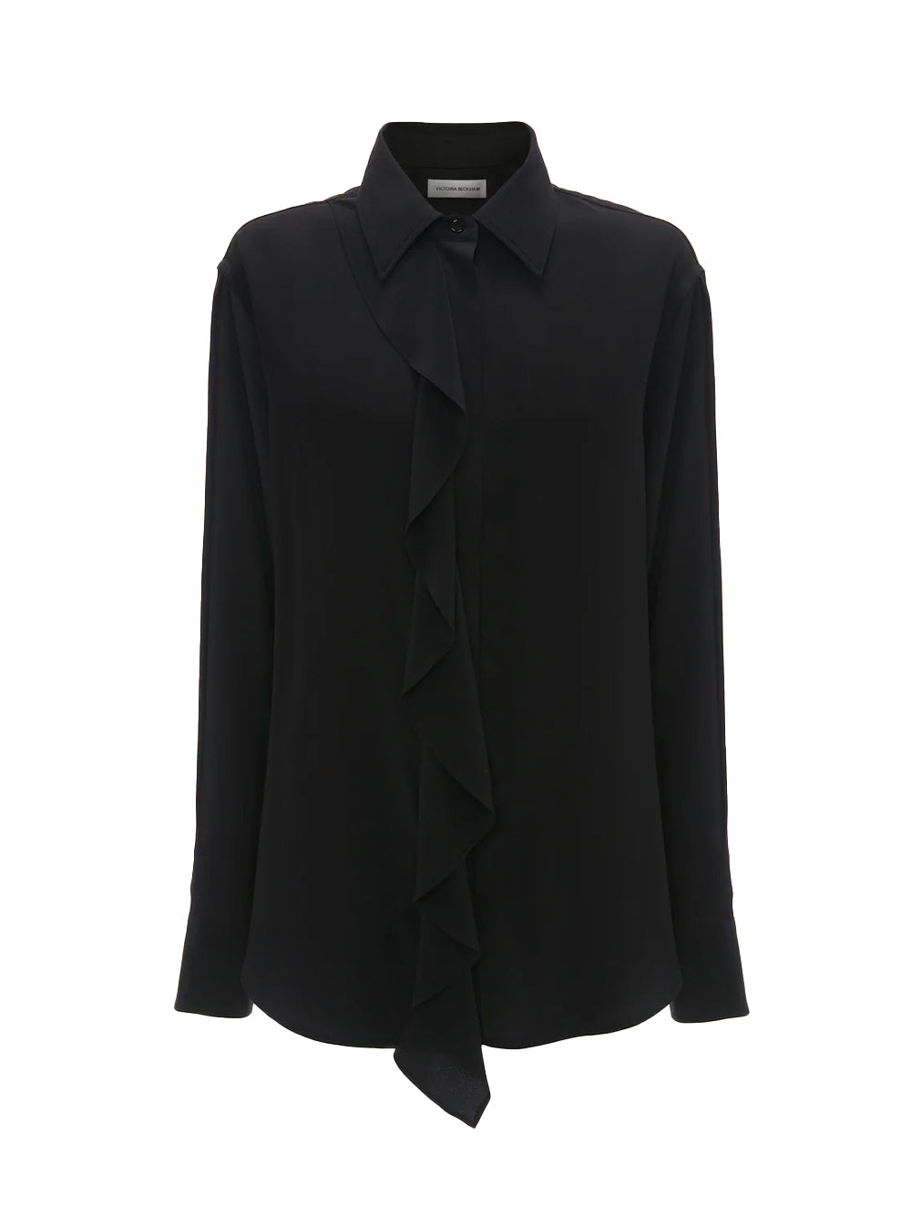 Asymmetric Ruffle Blouse Black