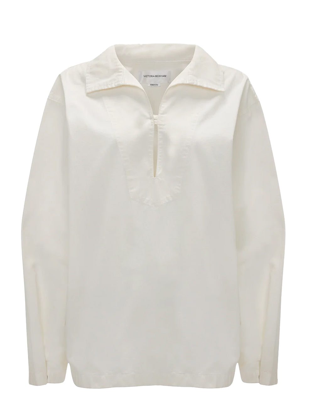 Tab Detail Denim Top Washed White