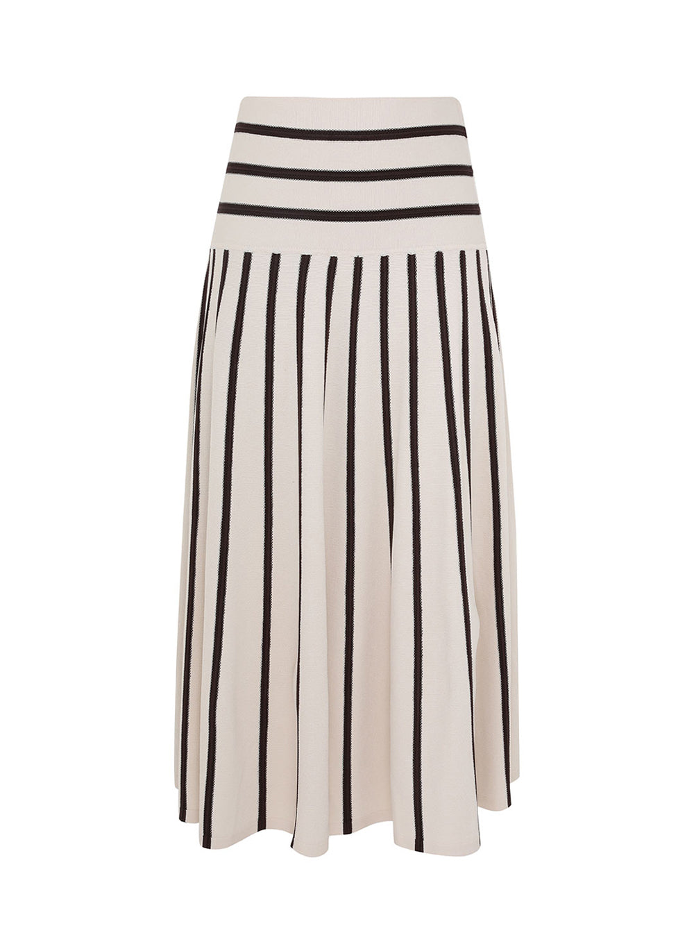 Illuminate Stripe Midi Skirt Cream/Chocolate