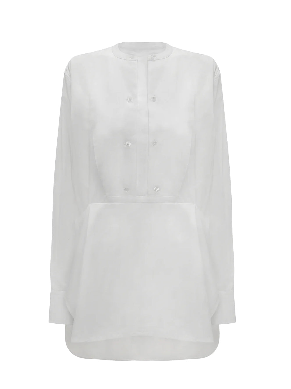 Double Bib Detail Shirt White