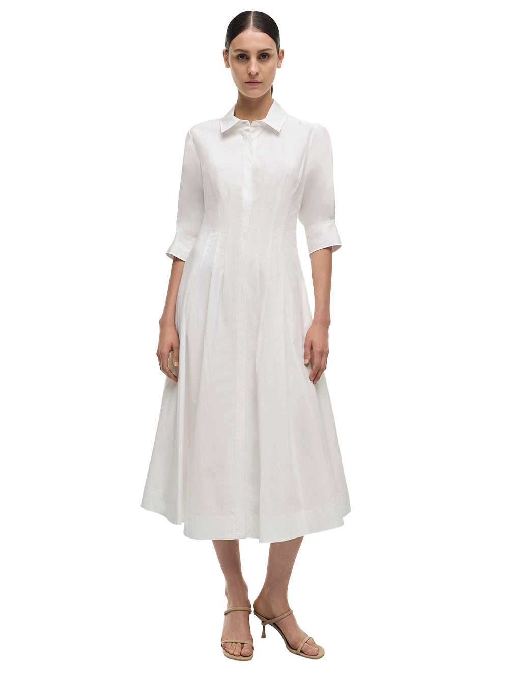 Jazz Pintuck Midi Dress White