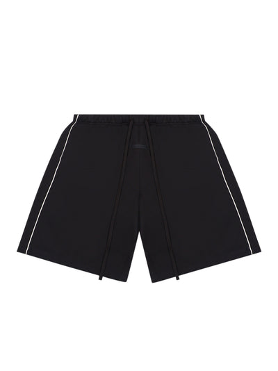 Relaxed Fleece Sweatshort With Piping Jet Black/Cloud White