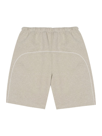 Relaxed Fleece Sweatshort With Piping (Heather Stone)