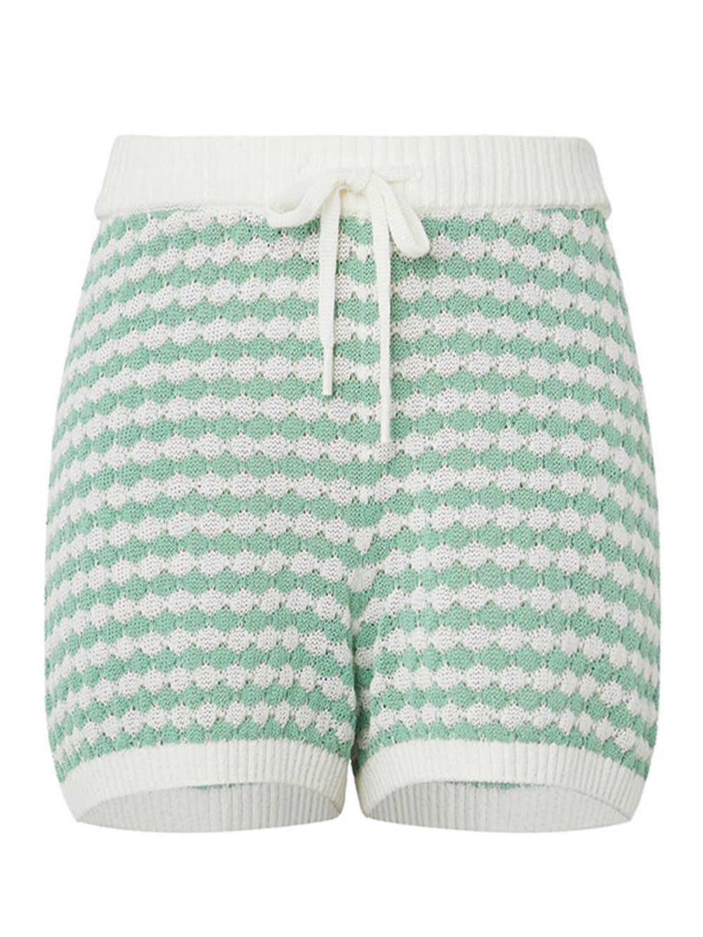 Everley Scallop Knit Short Green/Cream