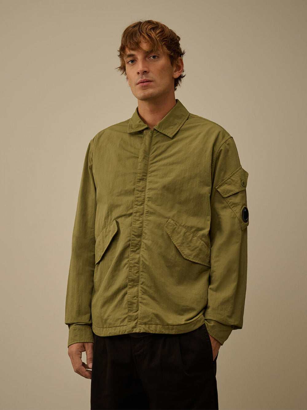 Overshirt In Diagonal Flatt Nylon (Elmwood Green)