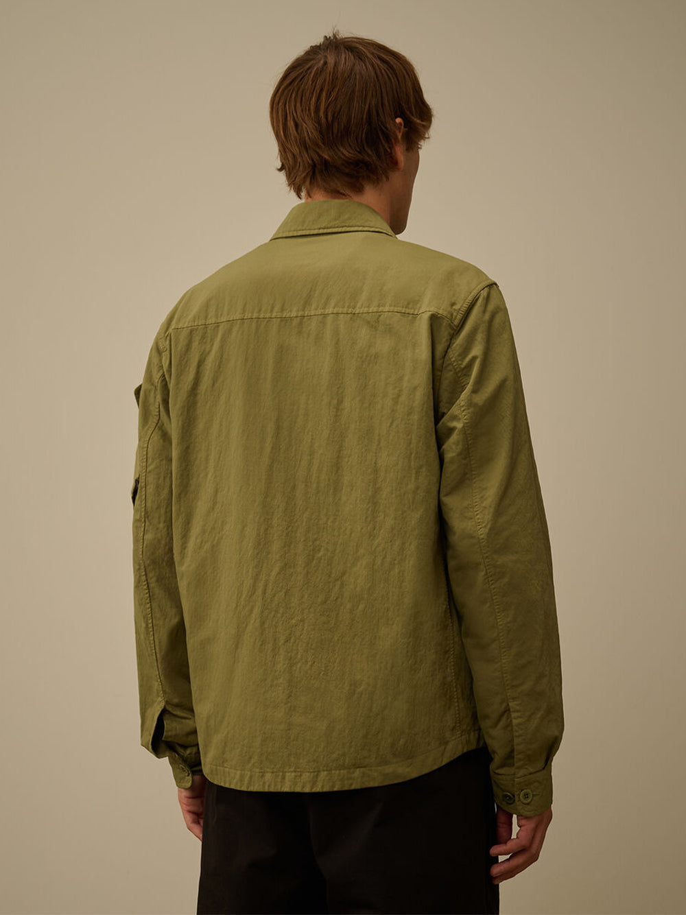 Overshirt In Diagonal Flatt Nylon (Elmwood Green)