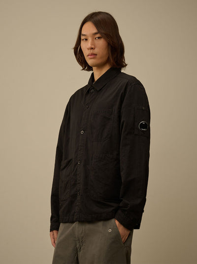 Overshirt In Diagonal Flatt Nylon (Black)