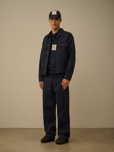 3/4 Plated Denim Short Jacket (Denim Blue)