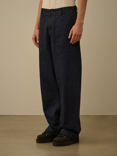 3/4 Plated Denim Loose Pants (Denim Blue)