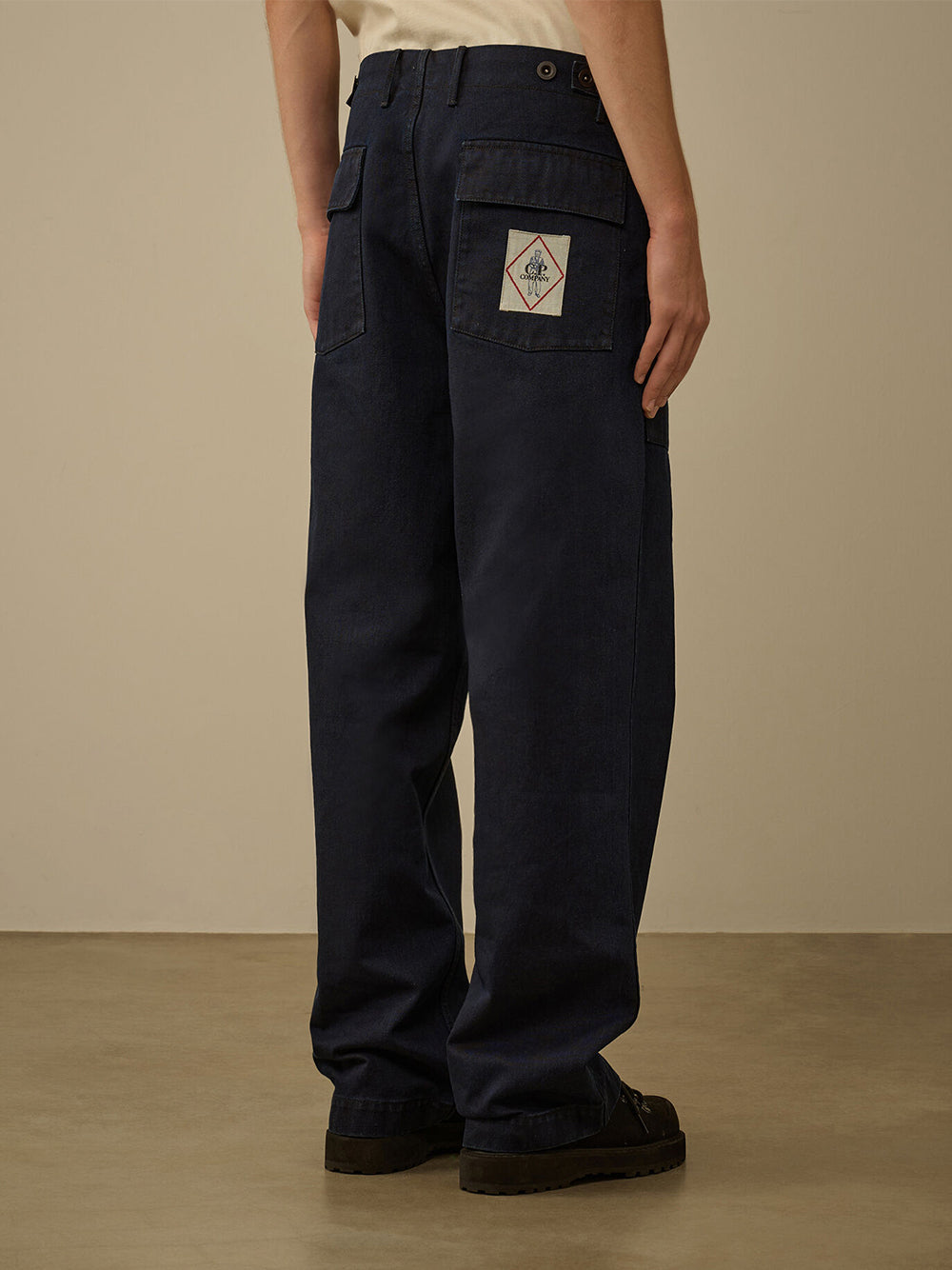 3/4 Plated Denim Loose Pants (Denim Blue)