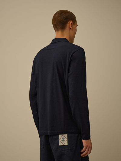 Indigo Jersey Long Sleeve Polo (Denim Blue)