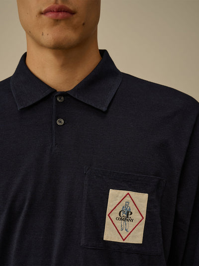 Indigo Jersey Long Sleeve Polo (Denim Blue)