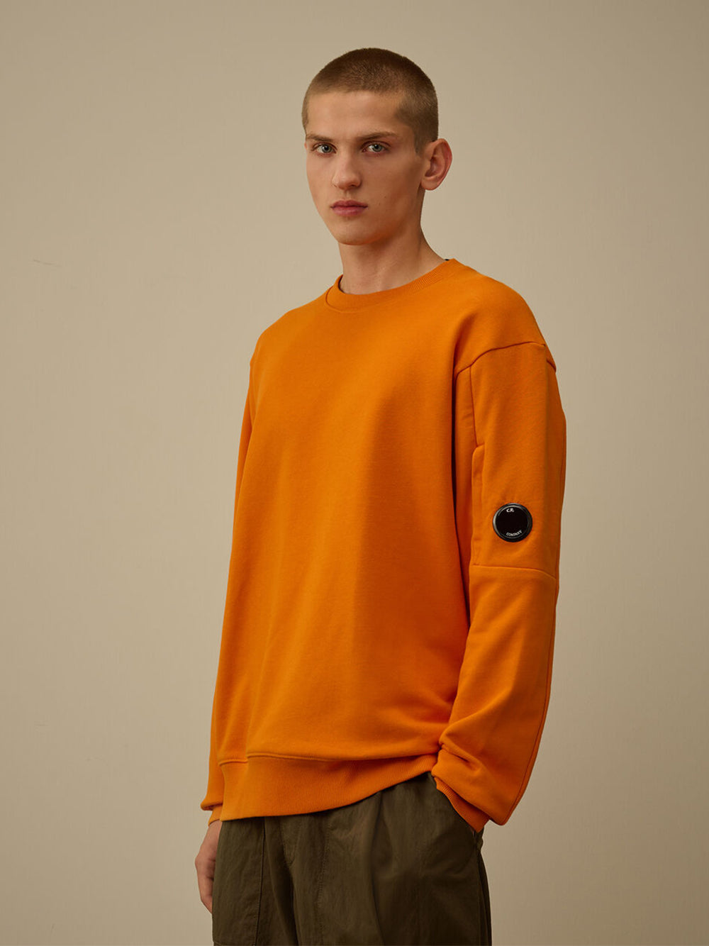 Diagonal Raised Fleece Crewneck Lens Sweatshirt (Russet Orange)