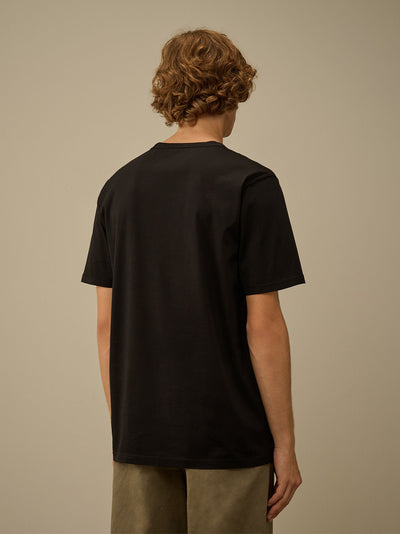 Mercerized 70/2 Jersey Gasato Short Sleeve Logo T-Shirt (Black)