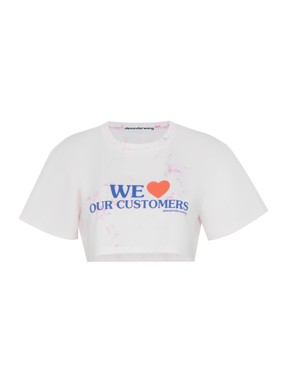 We Love Our Customers Cropped Tee W/ Bleach Wash (Light Pink Bleach Out)