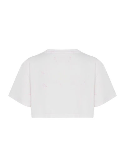 We Love Our Customers Cropped Tee W/ Bleach Wash (Light Pink Bleach Out)