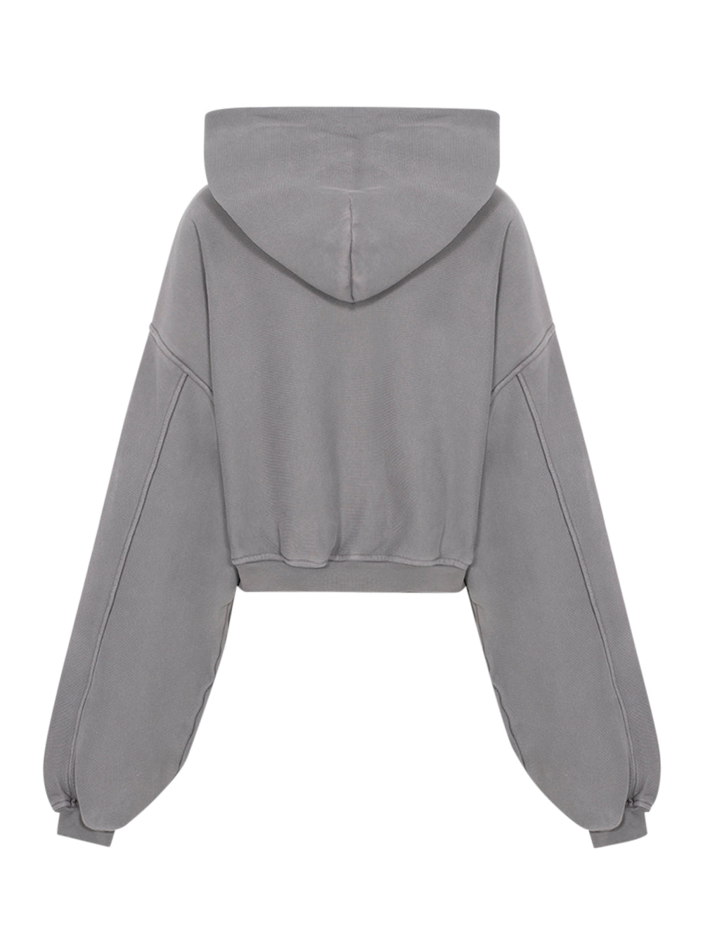 Oversized Cropped Zip-Up Hoodie Washed Cement
