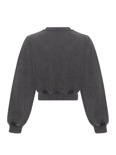 Shrunken Snap Cardigan Crew (Washed Black)