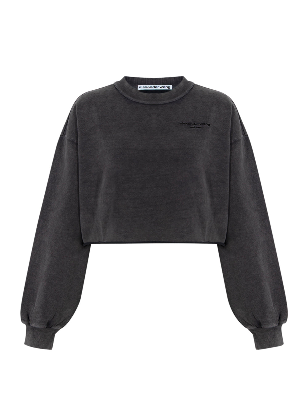 Cropped Sweatshirt with Logo (Washed Black)