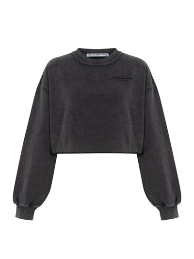 Cropped Sweatshirt with Logo (Washed Black)
